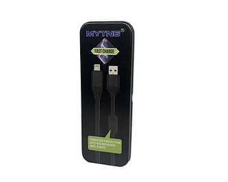 用于 USB 数据线和其他电子产品包装的炫酷黑色锡盒