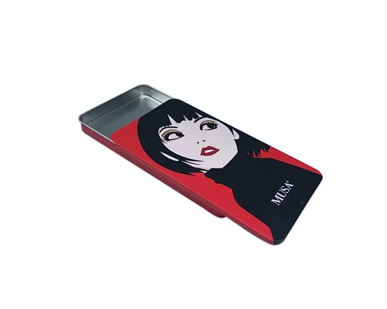 Keep your makeup organized and travel-ready with our customizable eyeliner slide tin cosmetic packaging.