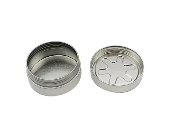 100% recyclable full metal CR tin plastic free round childproof tin citrus spritz edible child-resistant box