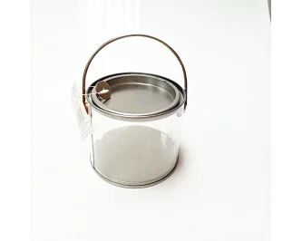 OEM wholesale round High Quality Storage Layers Metal Candy Tin Boxes with handle clear PVC plastic bucket