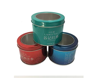 Customized ginseng tin plate box packaging tin box with window tea caddy tin