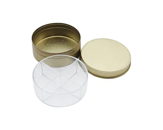 Customized Round Empty Lip Balm Tin Container Box Round Tin Clear Cosmetic Jar With Lid