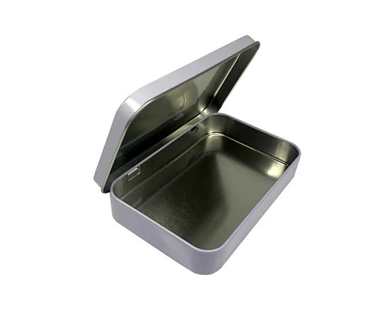 metal tin with hinged lid