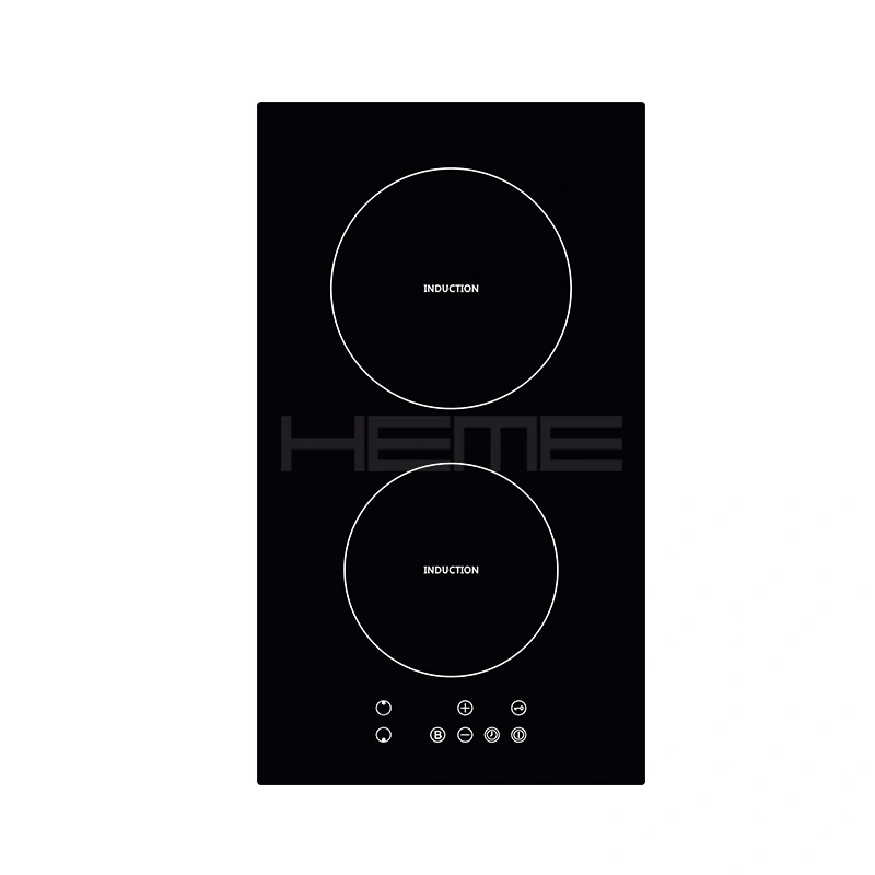 Home kitchen cooking built in 2 burners black glass 30cm induction hob