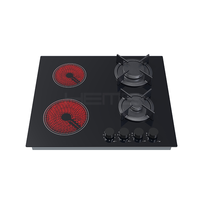 China hybrid cooktop manufacturer built-in 60cm 2 gas burner and 2 ceramic burner cooktop