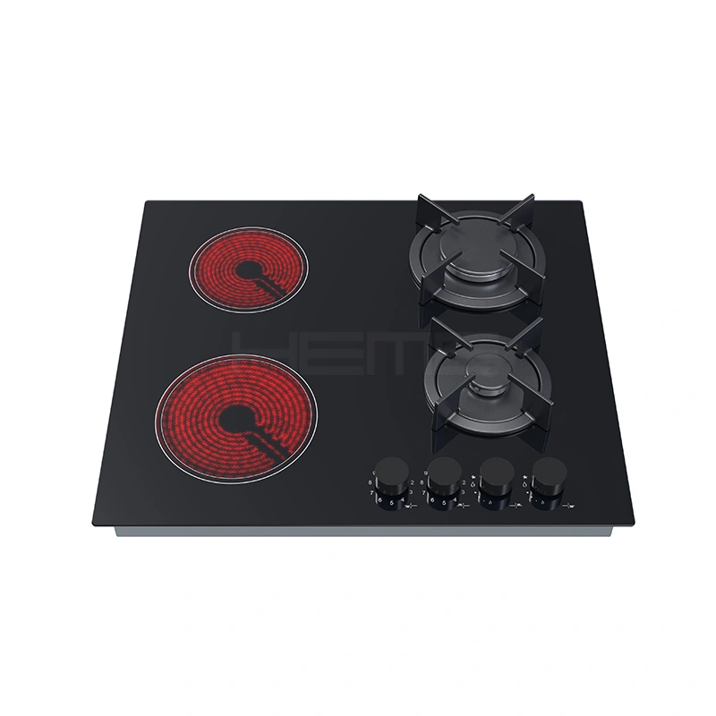 China hybrid cooktop manufacturer built-in 60cm 2 gas burner and 2 ceramic burner cooktop