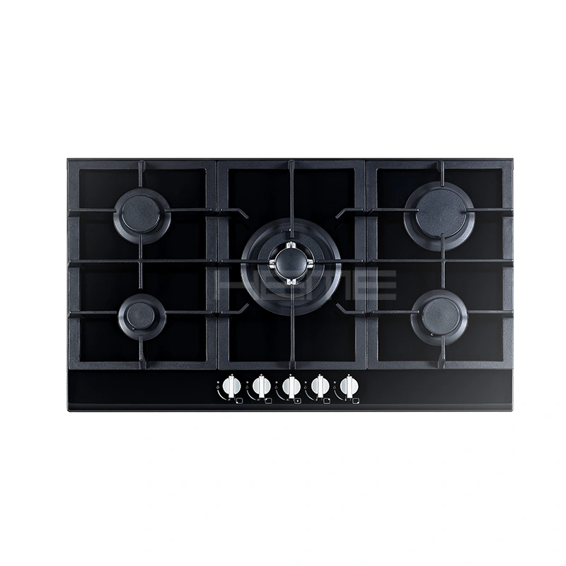90cm black glass gas cooker
