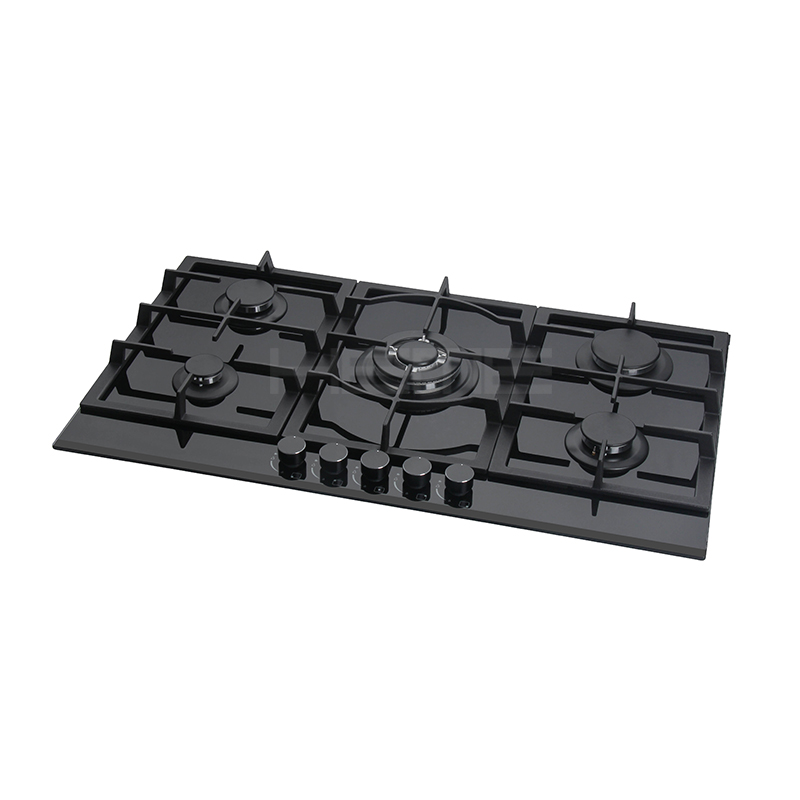 black glass gas hob