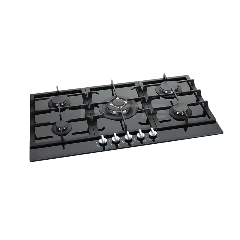 90cm black glass gas cooker