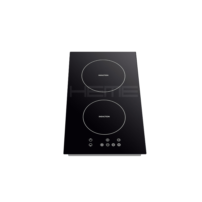 Home kitchen cooking built in 2 burners black glass 30cm induction hob