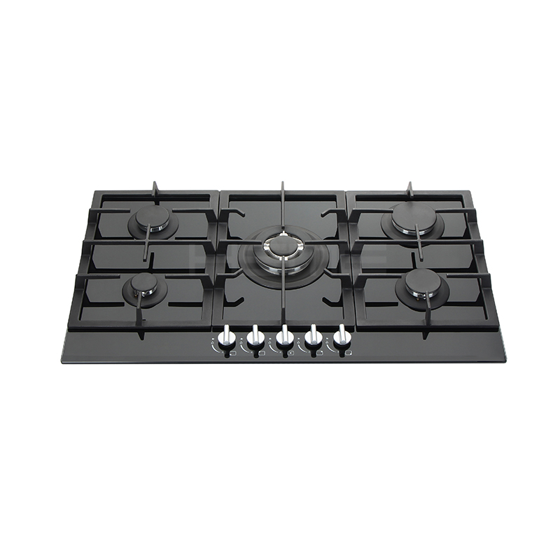 90cm black glass gas cooker
