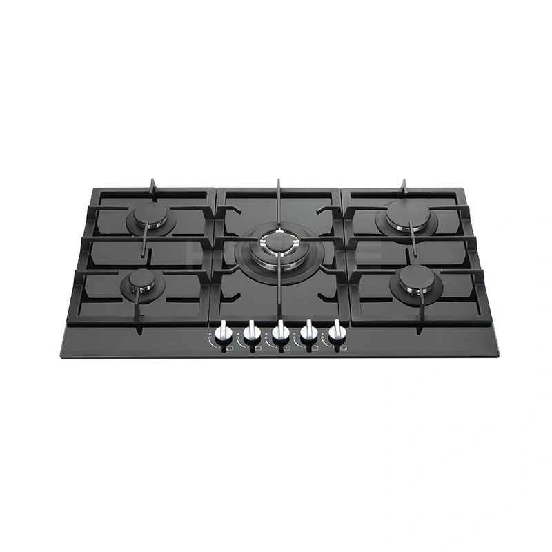 90cm black glass gas cooker