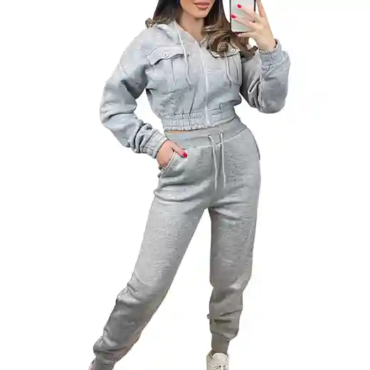 crop top hoodie set