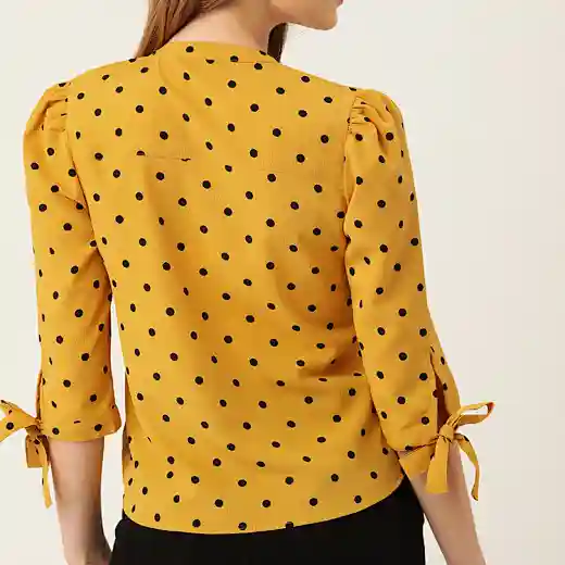 Women Print Polka Dot Shirt Style Top