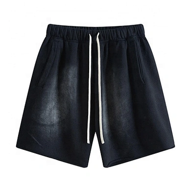 Custom Raw Edge Shorts Streetwear Heavyweight 440 Grams Terry 100 Cotton Vintage Plain Raw Hem Acid Washed Sweat Shorts