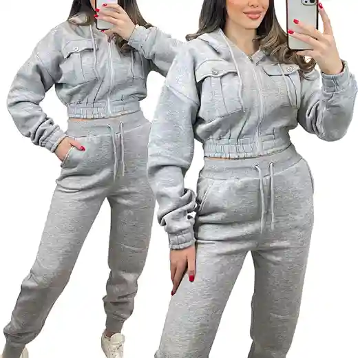 crop top hoodie set
