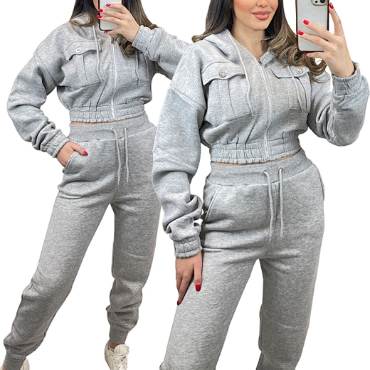 crop top hoodie set