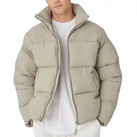 OEM Custom LOGO Outdoor Men Padded Bubble Winter Coat Stand Collar Puffer Jacket