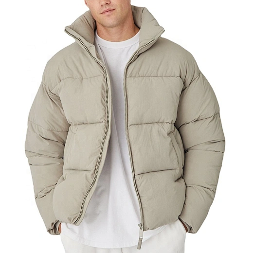OEM Custom LOGO Outdoor Men Padded Bubble Winter Coat Stand Collar Puffer Jacket