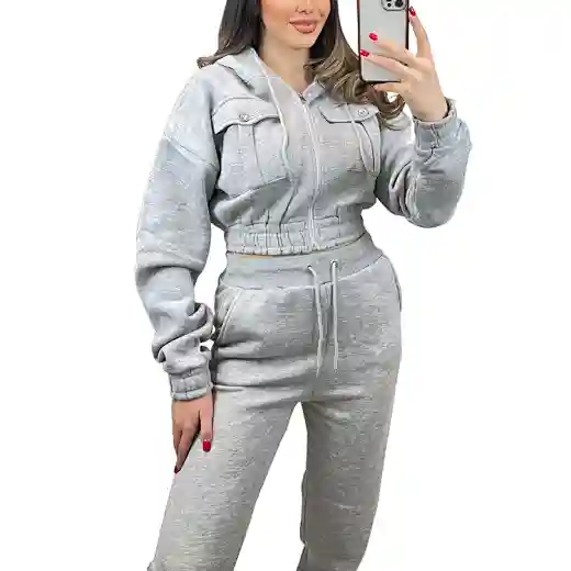 crop top hoodie set