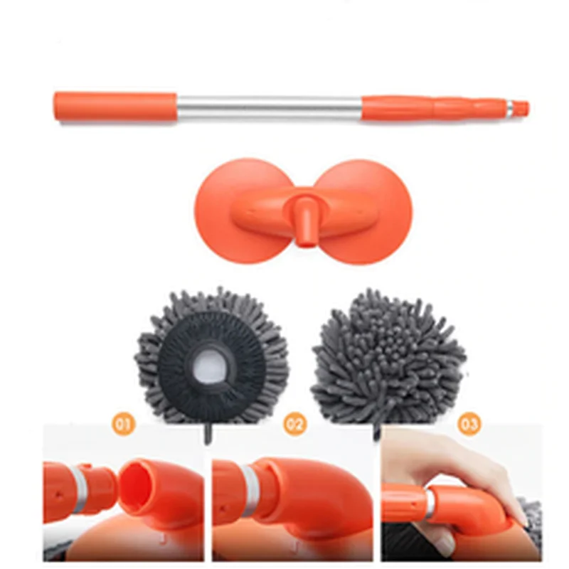 360 Degree Rotation Chenille Broom Car Wash Brush Long Handle Car Cleaning Mop