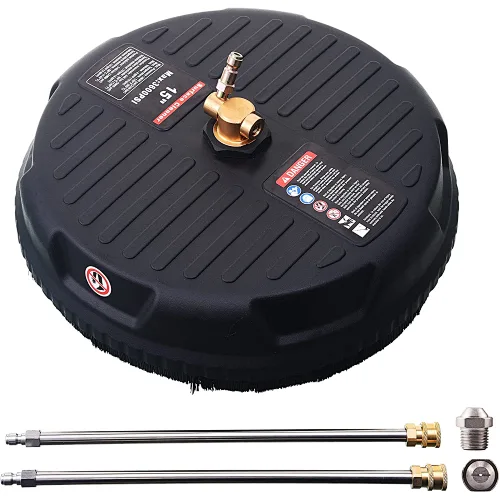 Pressure Washer Surface Cleaner Attachment with Wheels, with 2 Power Washer Extension Wands and 2 Replacement Nozzles, 3600 PSI