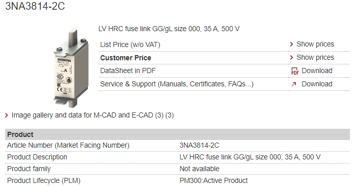 3NA3814-2C fuse link Fuse Element China Supplier