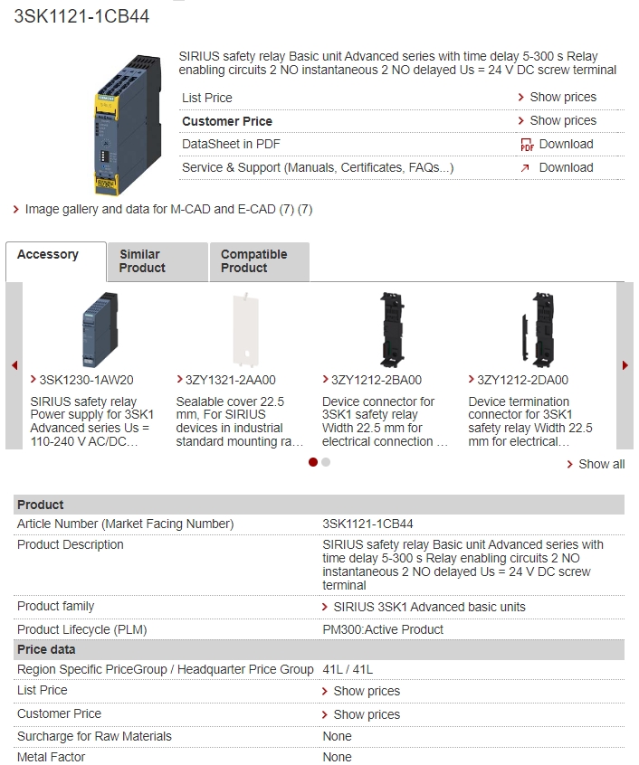 3SK1121-1CB44 relay circuits safety relay China Supplier
