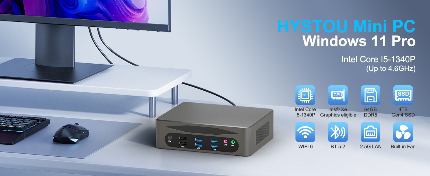 HYSTOU Excellent Performance 12th 13th DDR5 Office Mini PC