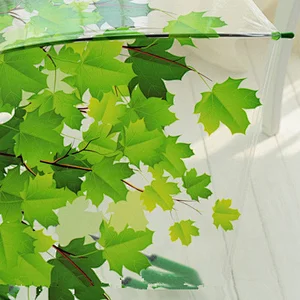 Green Leaves Mushroom Rain Clear Bubble PVC Transparent umbrella