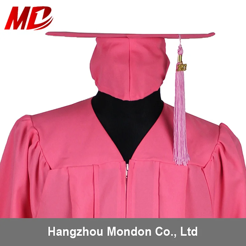 Pink Good Quality Matt Cap and Gown for Graduation