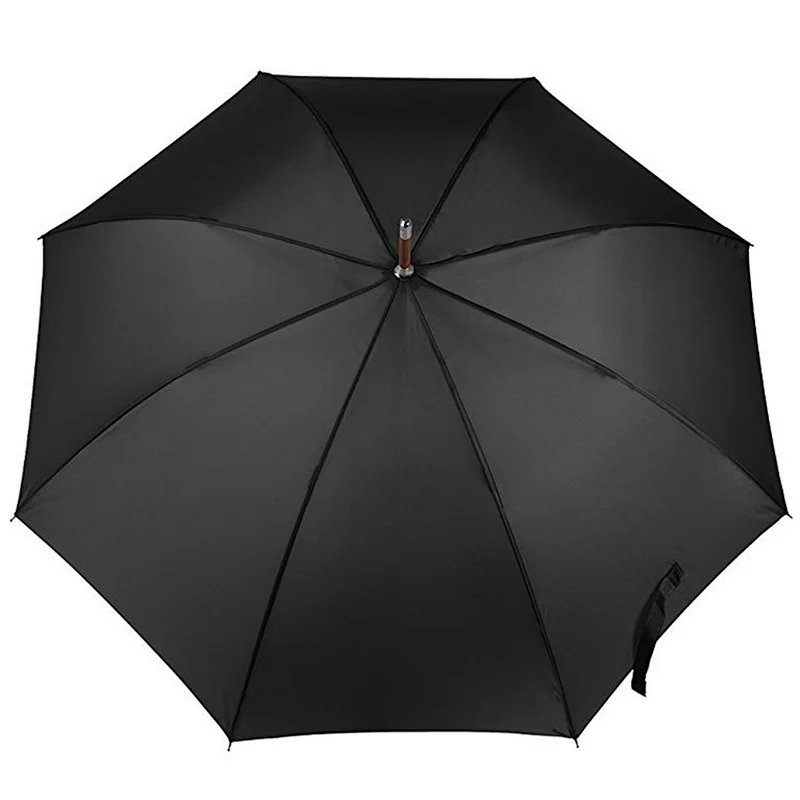 Best selling Windproof Luxury Chestnut Wooden Crook Handle Walking Stick Umbrella