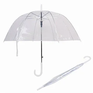 Hot selling Sunny Women Semi-automatic 42" Plastic EVA Transparent Rain Women Umbrella Clear Paraguas