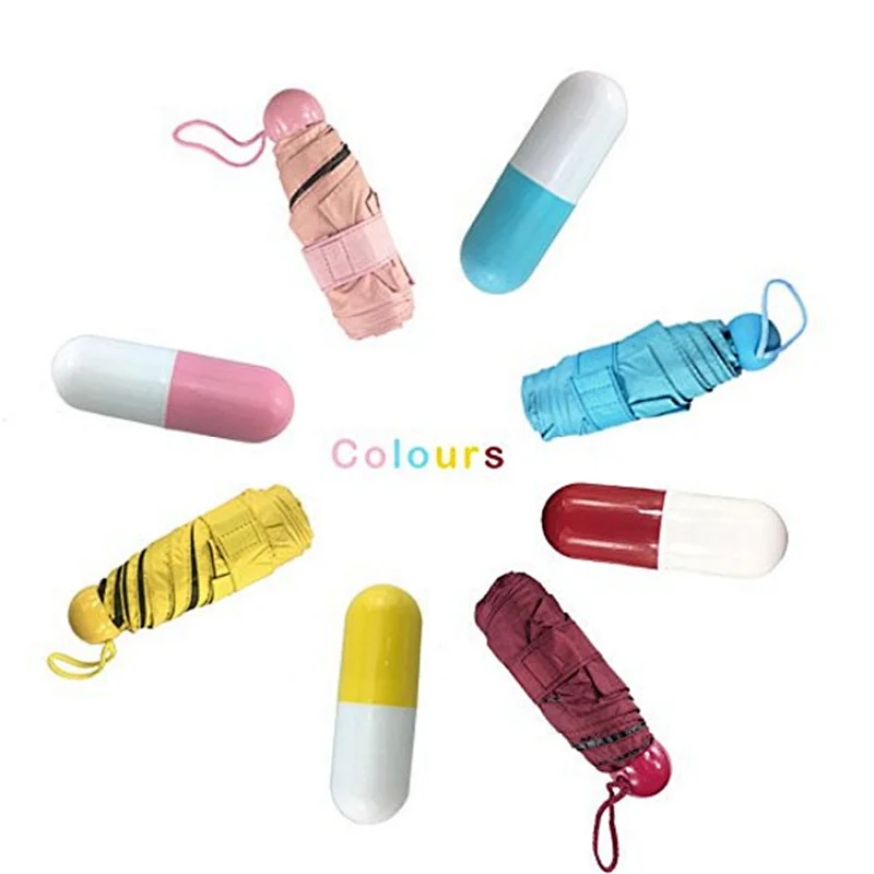 Guangzhou Portable Nano Mini Capsule 5 Folding Women Umbrella Sun/Rain Pocket Chuva