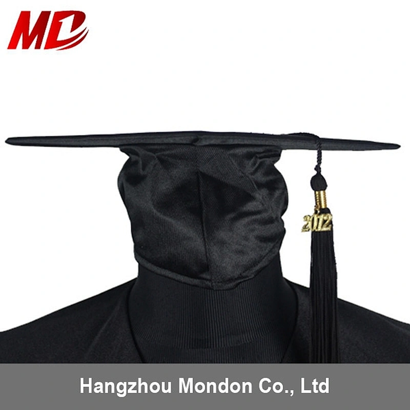 Hot Sale High School Black Shiny Graduation Gown In Stock