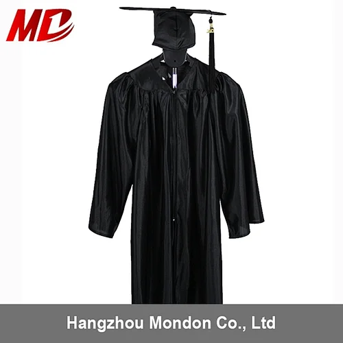 Promotion Shiny Black Child Graduation Caps And Gowns Factory Price