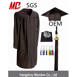 Matte Child Graduation Caps And Gowns-Black