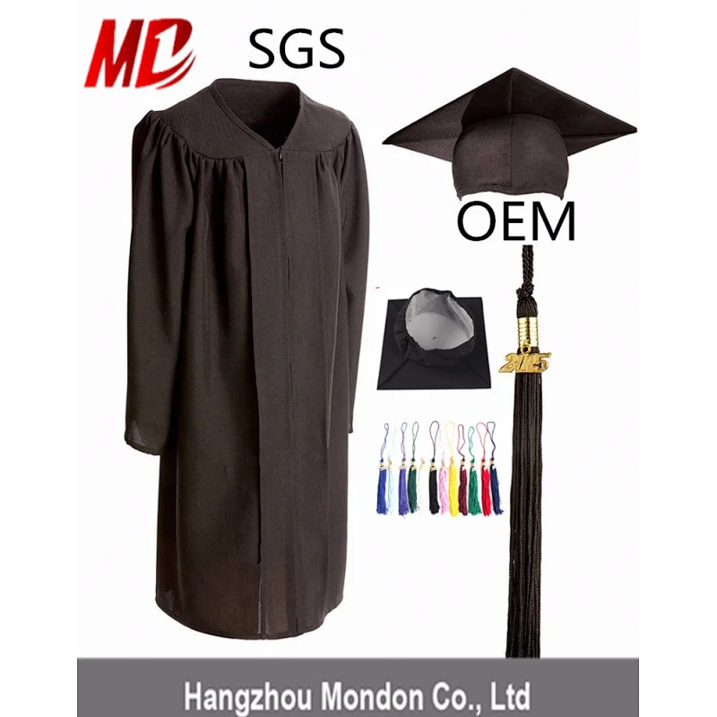 Matte Child Graduation Caps And Gowns-Black
