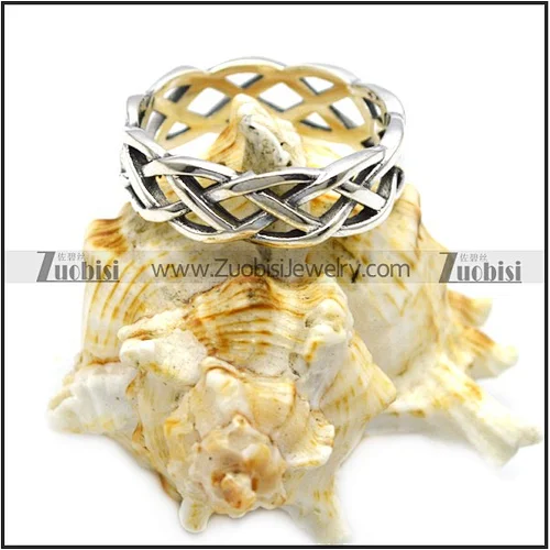 Exquisite Jewelry Sterling Silver Hollow Woven Stripes Chain Finger Ring for Ladies