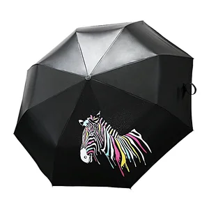 Anti-uv light Zebra print color change magic water spray 3 fold umbrella