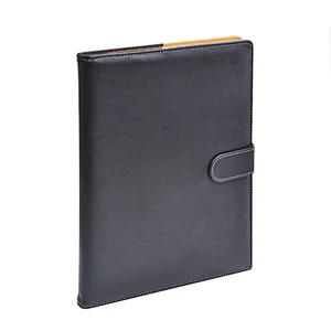 brown business leather organizer with magnet can custom logo in dembossing/hot foil with card holder and pockets
