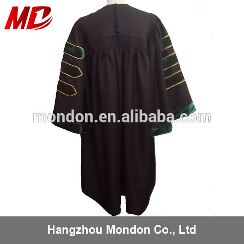 Eco-fabric custom design Academic Gowns for graduation gold color with borders
