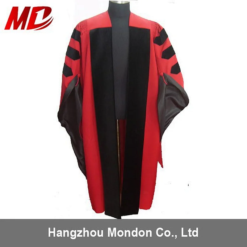 African Deluxe Doctoral Graduation Gown Matte Black and Red