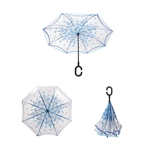 Custom printed upside down folding reverse inverted pvc dome rain umbrella