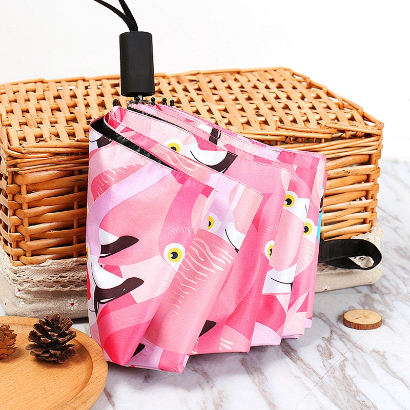 Diseño personalizado Promocional impresión completa flamingo mini paraguas