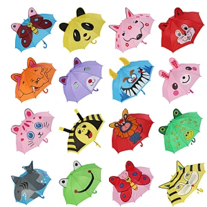 Dibujos animados lindos para niños Paraguas Animación Creativo de mango largo Modelado de orejas 3D Paraguas para niños para niñas