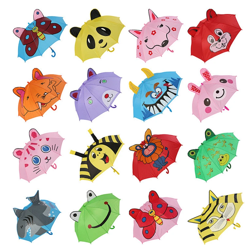 Dibujos animados lindos para niños Paraguas Animación Creativo de mango largo Modelado de orejas 3D Paraguas para niños para niñas