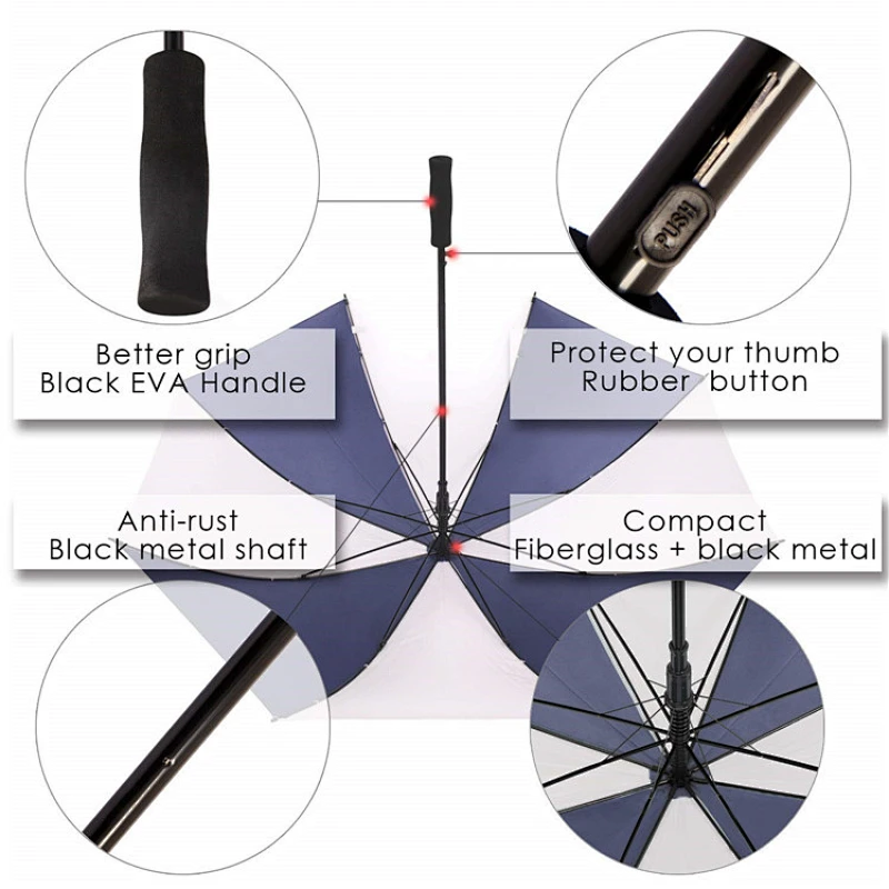 Large Umbrella 60 inch Oversize Men Lightweight Golf Rain Umbrellas Windproof for Men