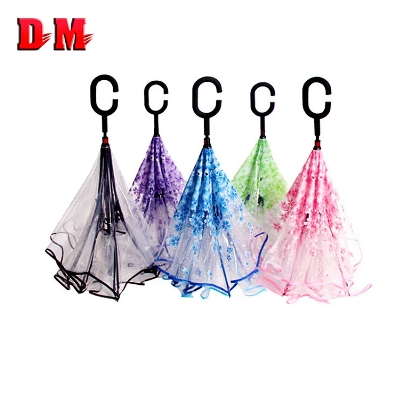 Custom printed upside down folding reverse inverted pvc dome rain umbrella