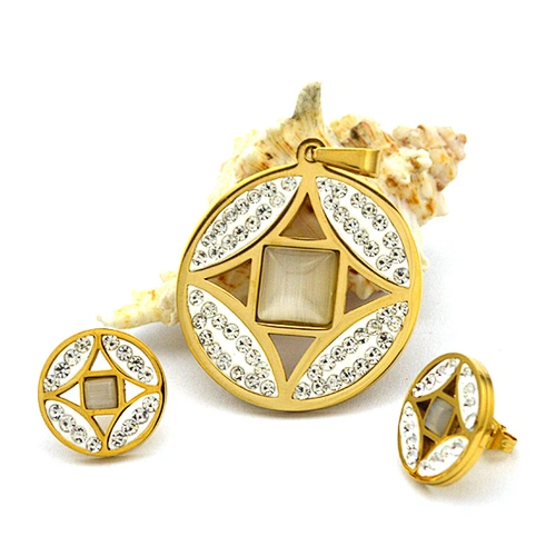 Fashion pendant Jewelry Gold Plated stone jewelry set